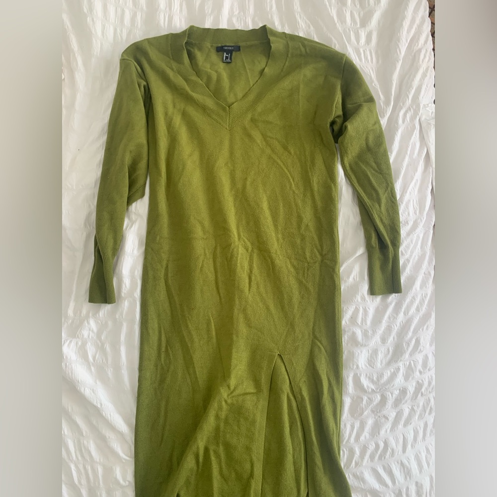Forever21 Sweater Green Sweater Dress